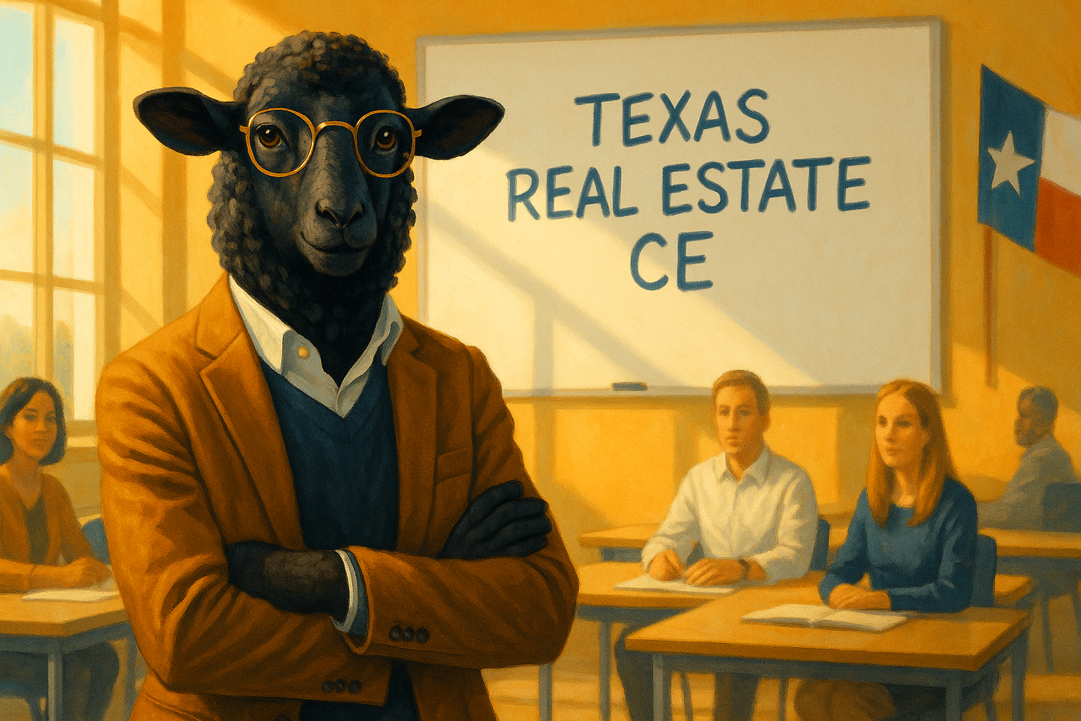 A black sheep professor in a sunlit Texas classroom